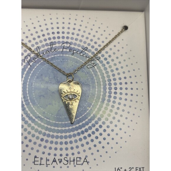 Ella Shea “Radiate Positivity” Gold Tone Eye Necklace New - Picture 3 of 4